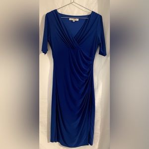EUC royal blue Evan Picone midi dress, flattering side ruching. Women’s sz 6